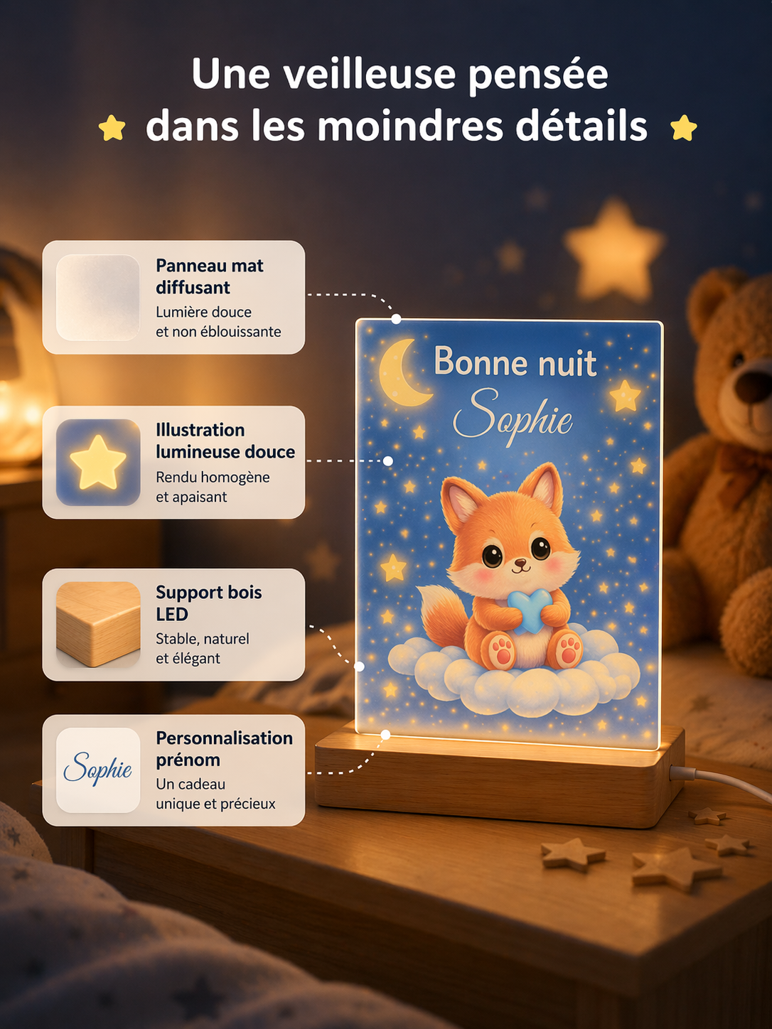 Veilleuse bébé personnalisée avec prénom