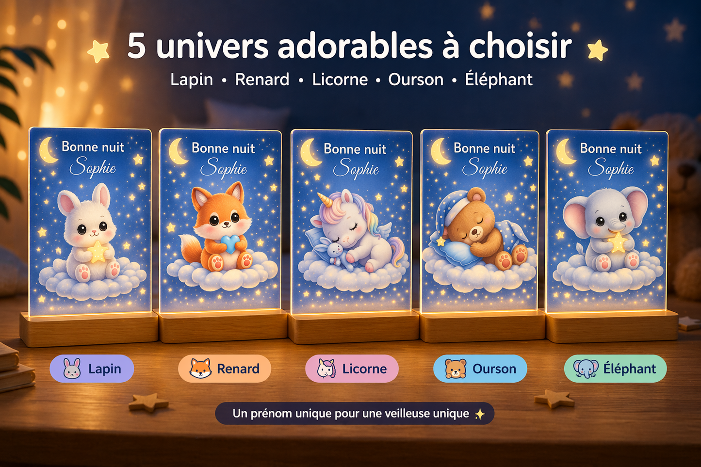 Veilleuse bébé personnalisée avec prénom