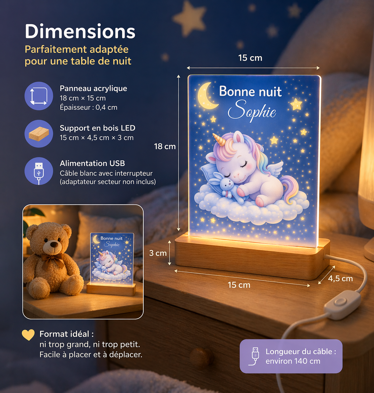 Veilleuse bébé personnalisée avec prénom