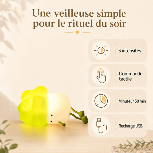 Veilleuse silicone Chou tout doux – ambiance chambre enfant