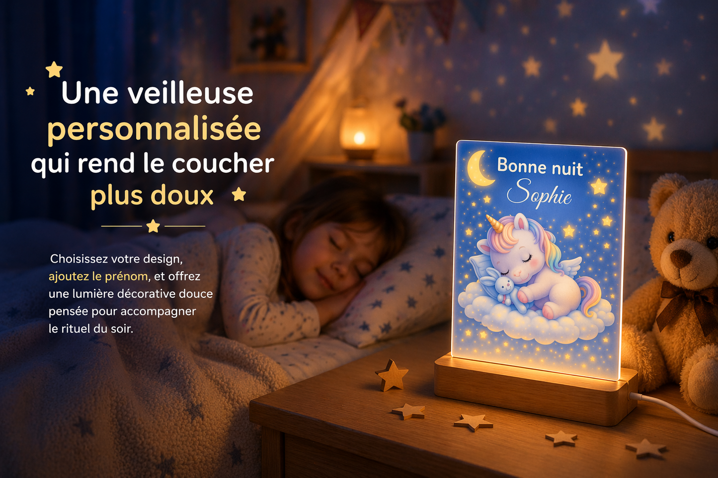 Veilleuse bébé personnalisée avec prénom