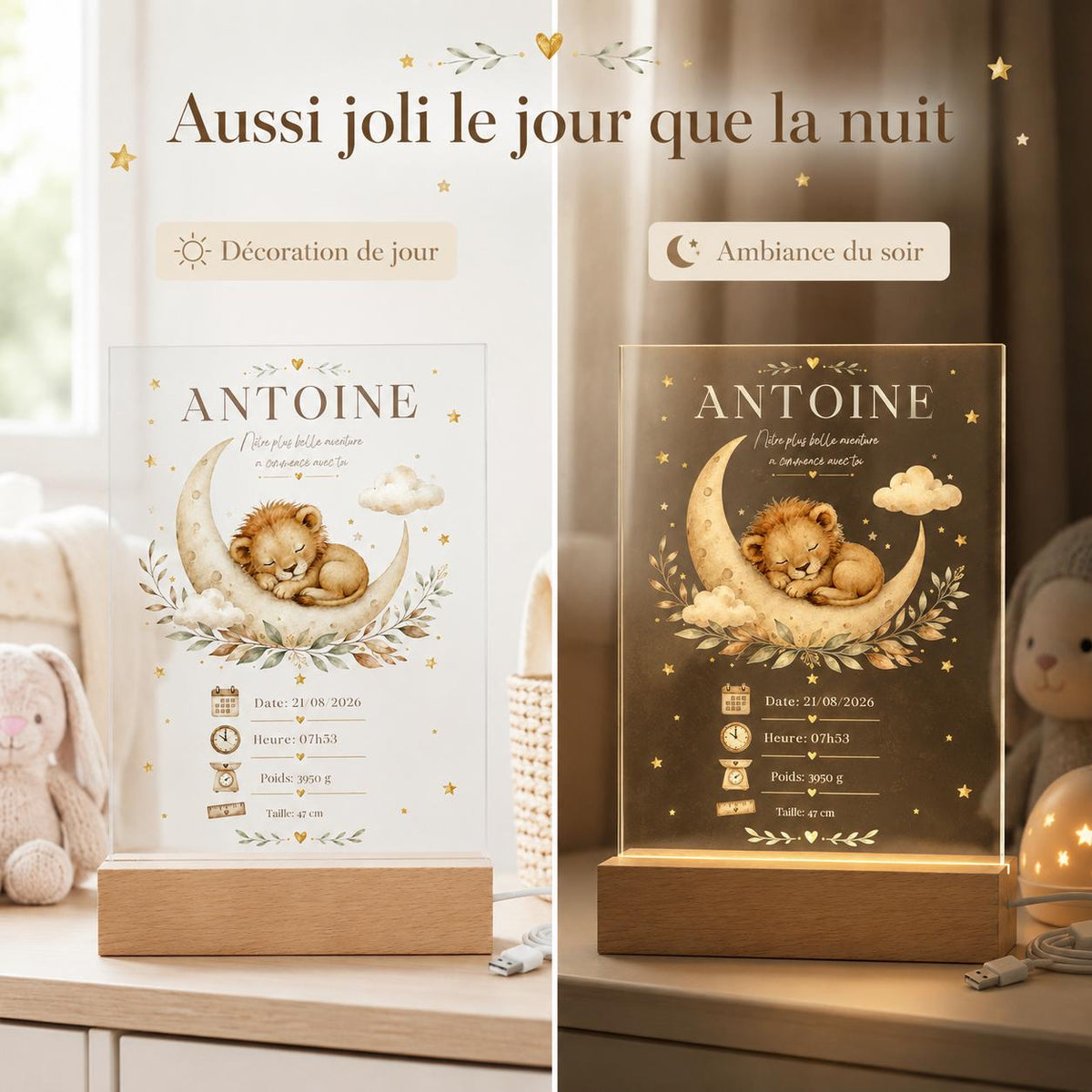 Veilleuse Lion dans une chambre de bébé – lumière douce