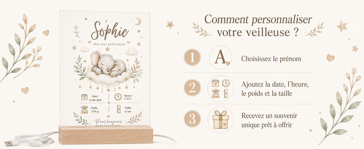 Veilleuse Éléphant – comment personnaliser