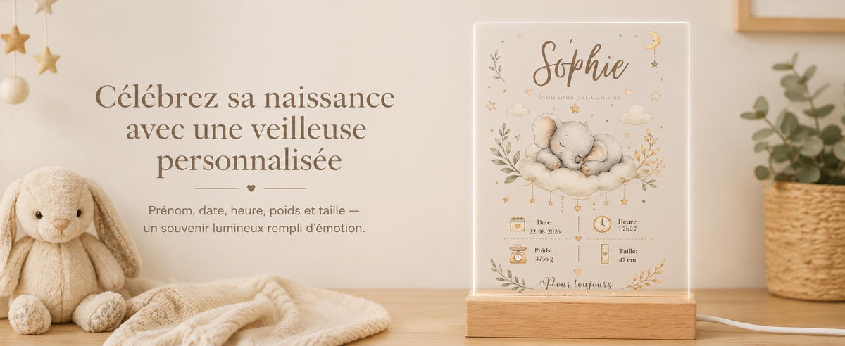 Veilleuse Éléphant – rendu jour et nuit