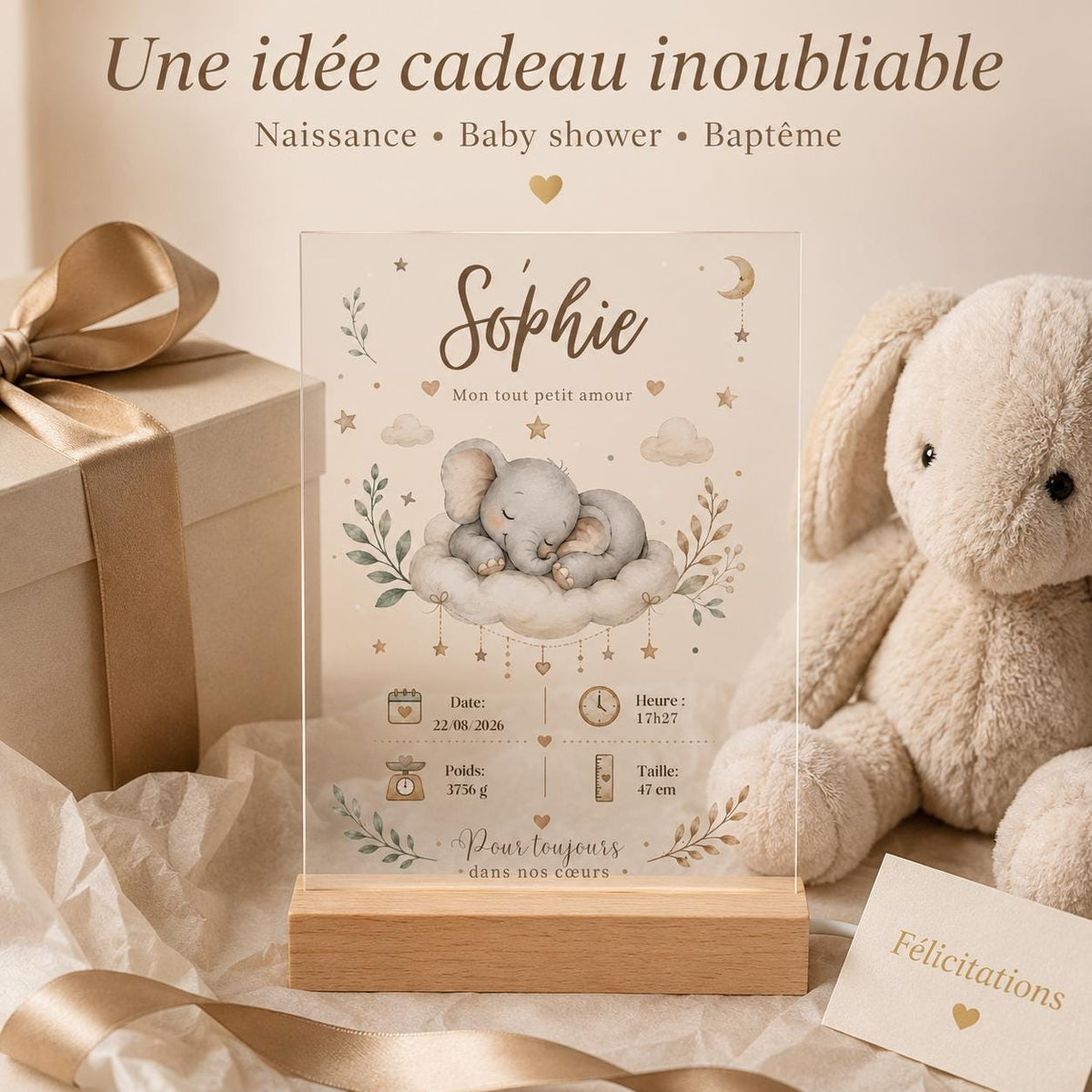 Veilleuse Éléphant – idée cadeau de naissance