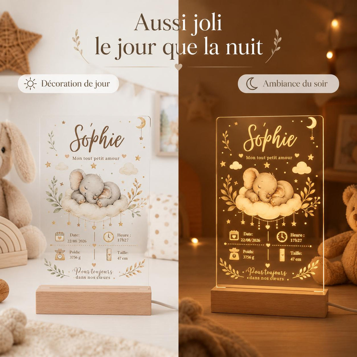Veilleuse Éléphant dans une chambre de bébé – lumière douce