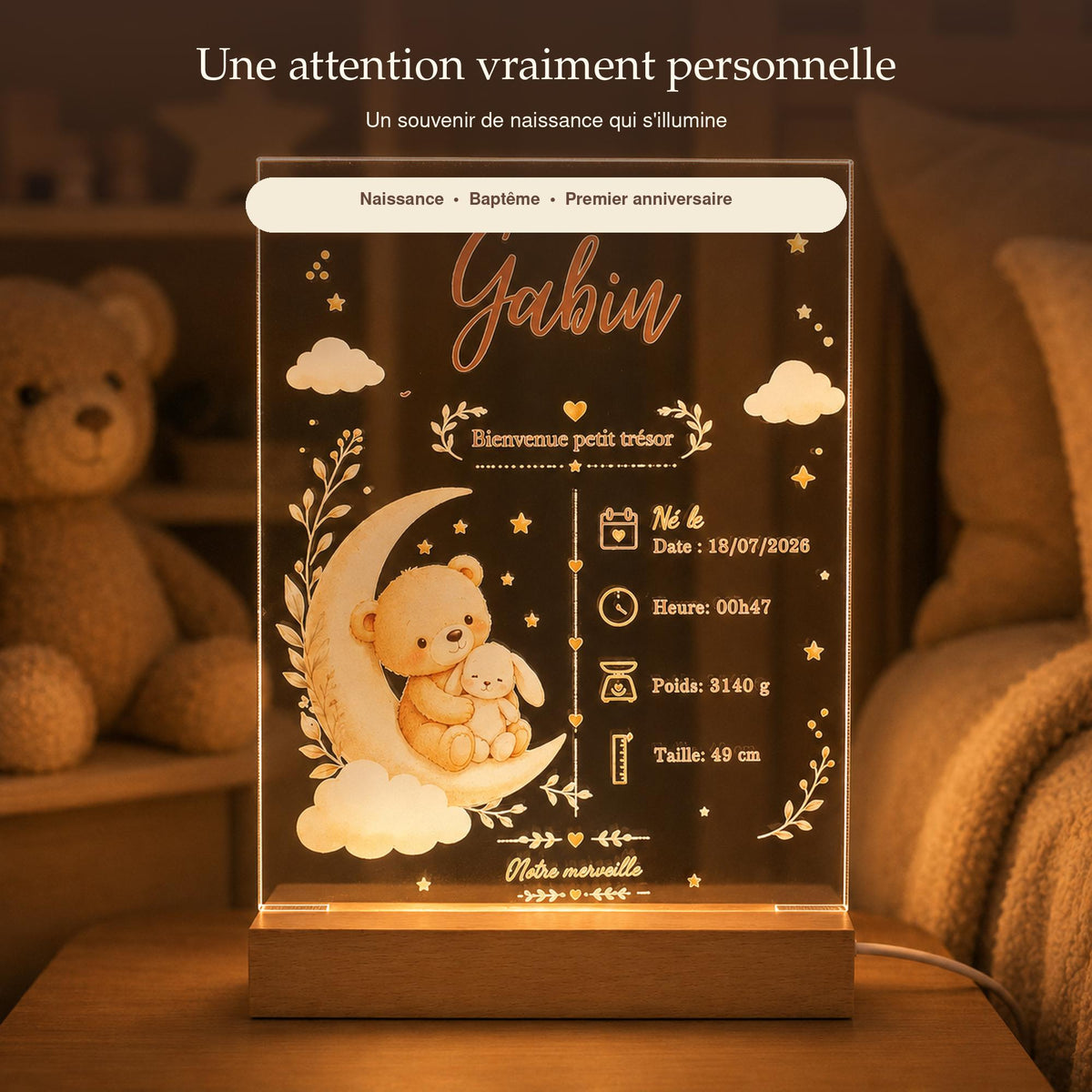 Veilleuse Ourson – idée cadeau de naissance