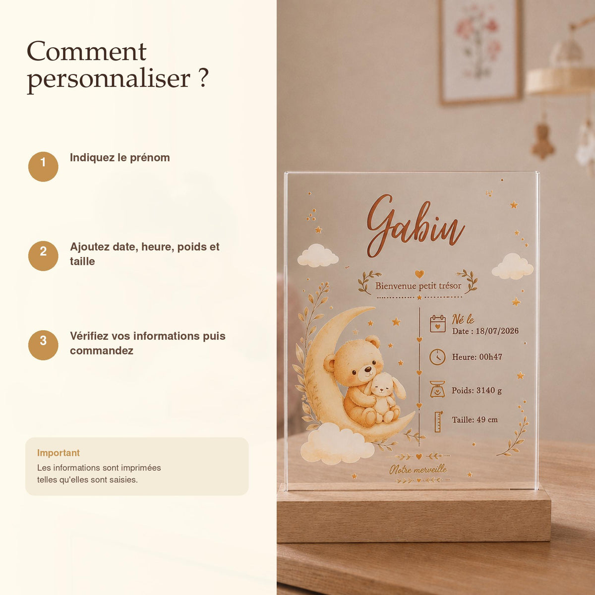 Veilleuse Ourson – rendu jour et nuit